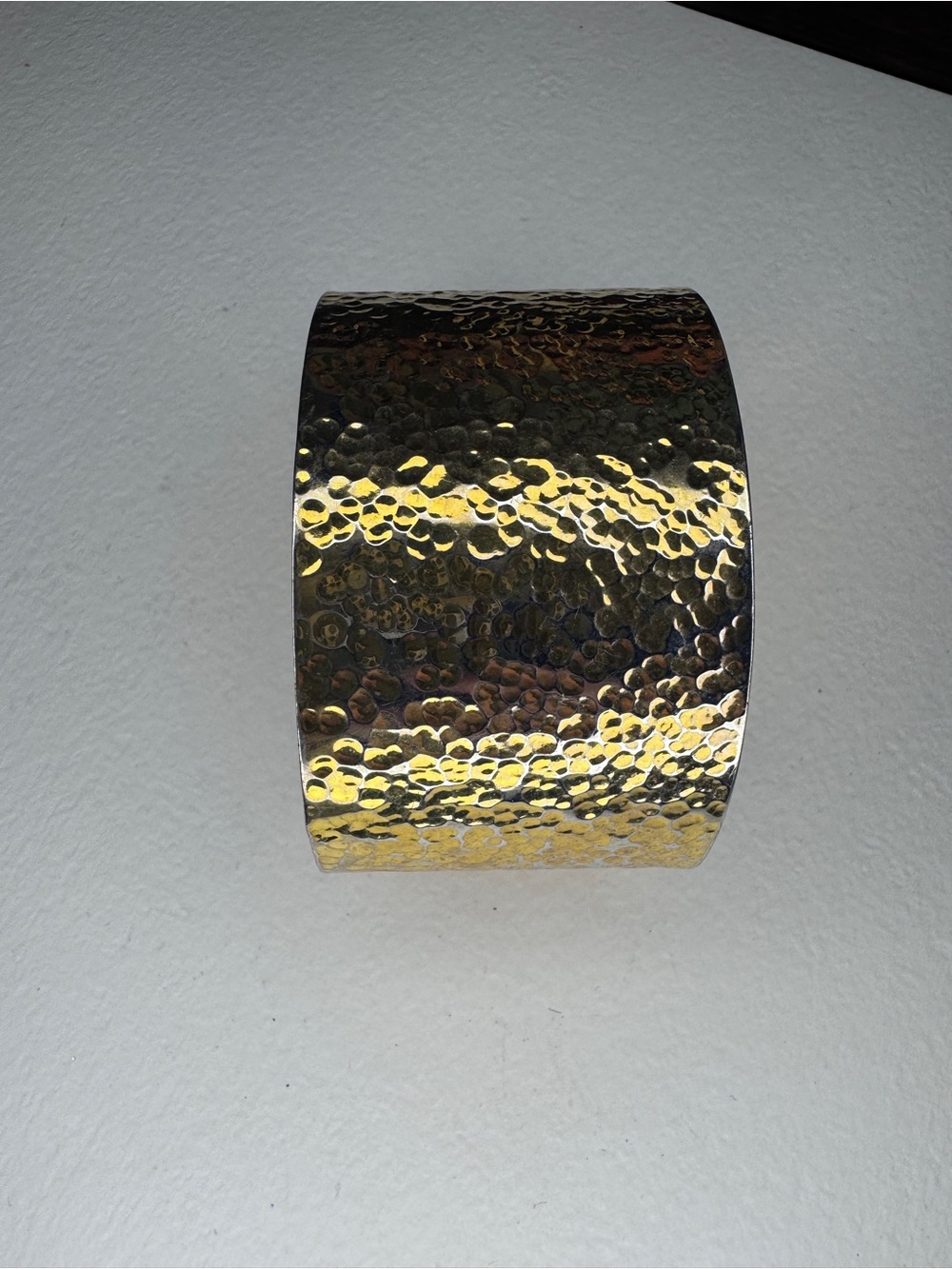 Vintage SETA Hammered Gold Tone Wide Cuff Bracelet Estate Jewelry